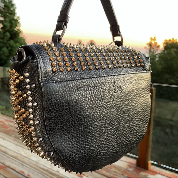 Louboutin: Panettone Spiked Chevron Messenger Bag (Black Multi) - Picture 11 of 17